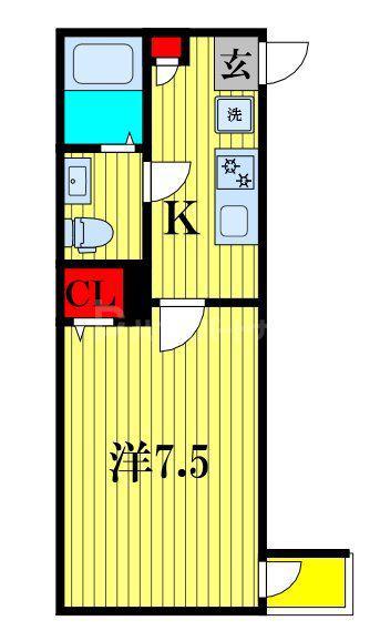 オーガスタABIKO(1K/2階)の間取り写真