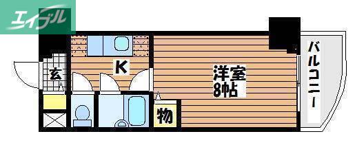 シャトー日興(1K/10階)の間取り写真