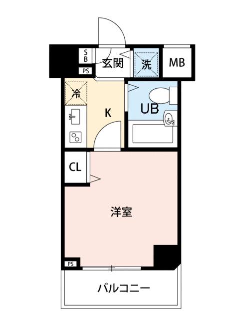 ガラステージ五反田(1K/4階)の間取り写真