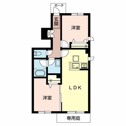 シャーメゾン フォルトナ(2LDK/1階)の間取り写真
