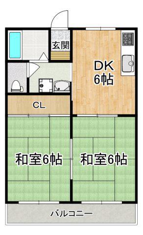 宝寿マンション(2DK/3階)の間取り写真