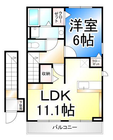 クオーレ(1LDK/2階)の間取り写真