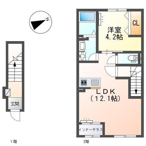 メゾン皆春(1LDK/2階)の間取り写真