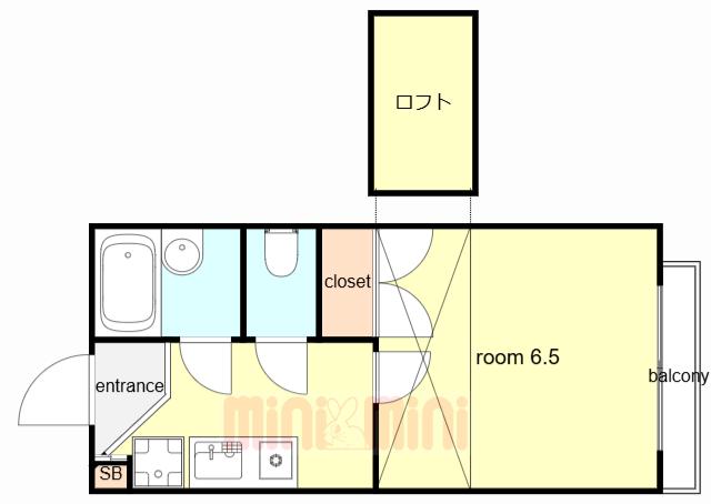 SOL北口(1K/2階)の間取り写真