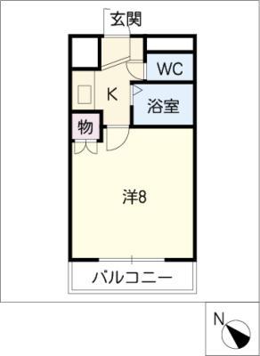 ヴィバリーヒルズ(1K/2階)の間取り写真