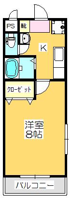 ハイネス郡家(1K/2階)の間取り写真