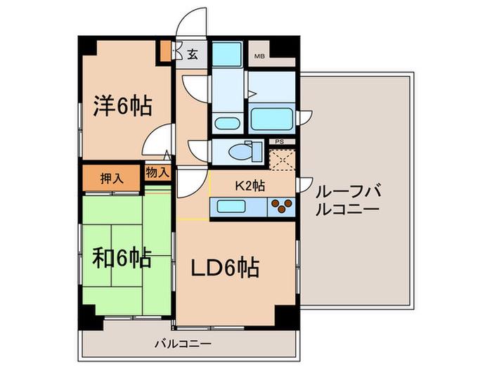 ニューハイツ豊島園(2LDK/5階)の間取り写真