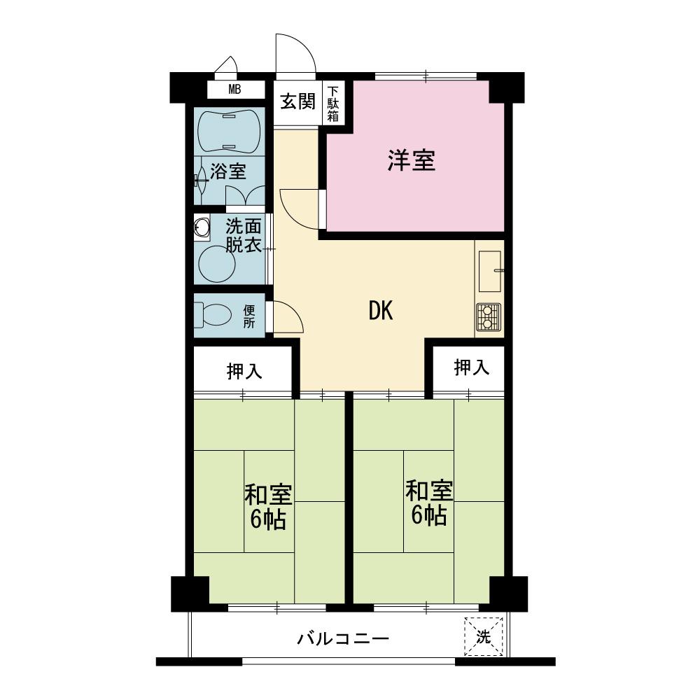 グリーンヒル弘明寺(3DK/4階)の間取り写真