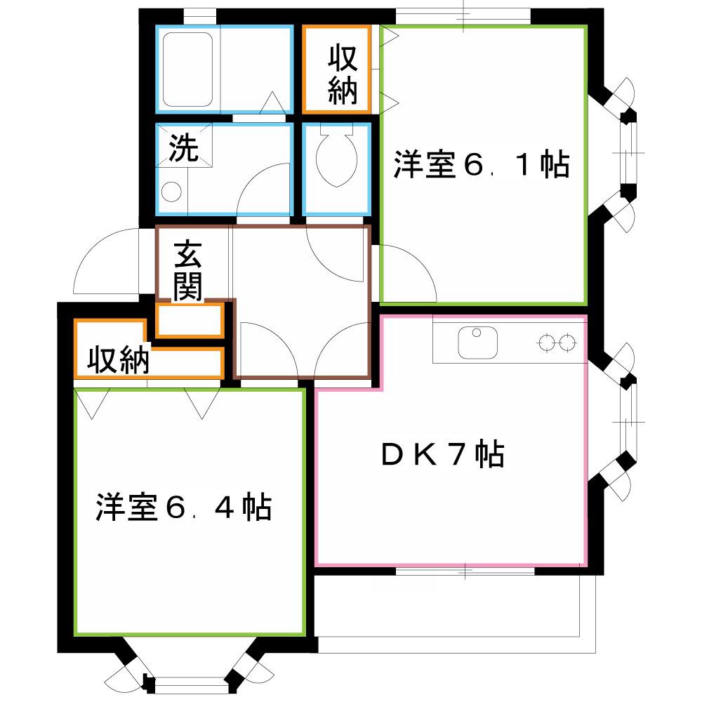 OZ参番街A(2DK/1階)の間取り写真