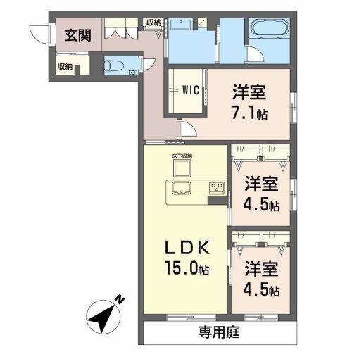 シャーメゾンアイリス(3LDK/1階)の間取り写真