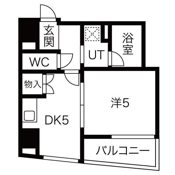 ルプソアール東山(1DK/2階)の間取り写真