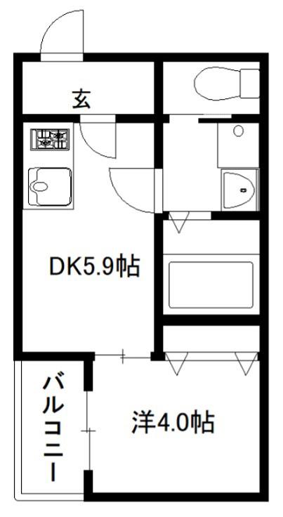 プリマヴェーラ九条(1DK/1階)の間取り写真