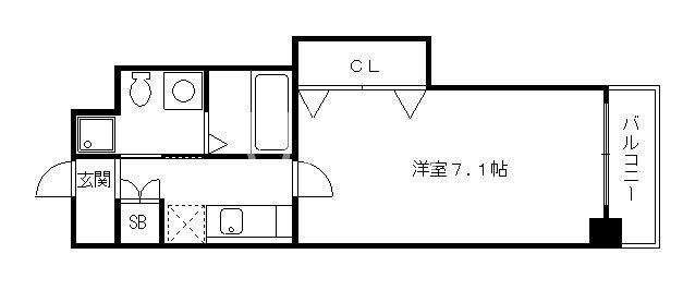 HF四条河原町レジデンス(1K/3階)の間取り写真