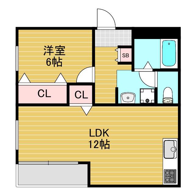 メイウール木川中里(1LDK/3階)の間取り写真