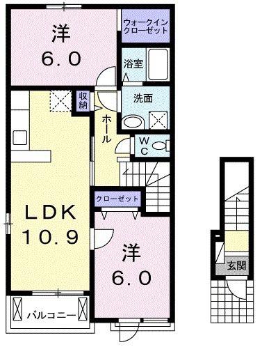 モントレゾール(2LDK/2階)の間取り写真