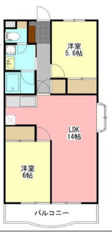 カーササンユウ(2LDK/2階)の間取り写真