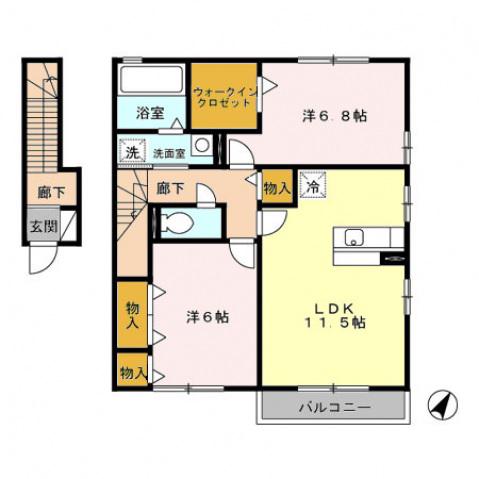 サングリーンC(2LDK/2階)の間取り写真