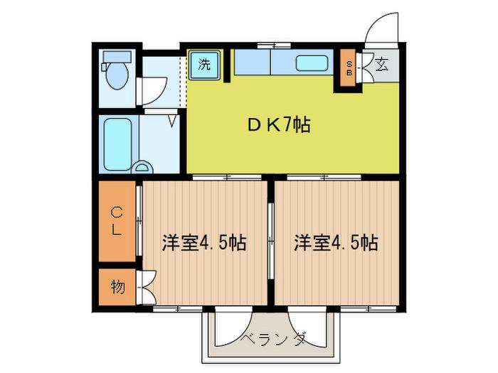 ローズマンション(2DK/3階)の間取り写真