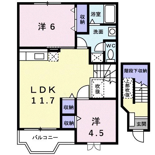 プレイスアイ(2LDK/2階)の間取り写真