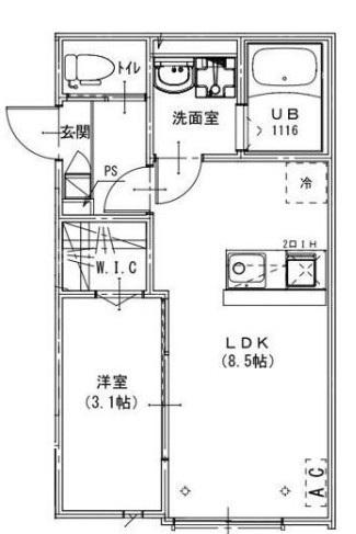 KISさいたま市緑区大間木アパート1期1(1LDK/1階)の間取り写真