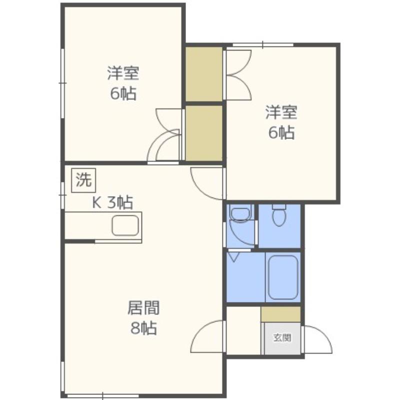 ノース丘珠(2LDK/3階)の間取り写真