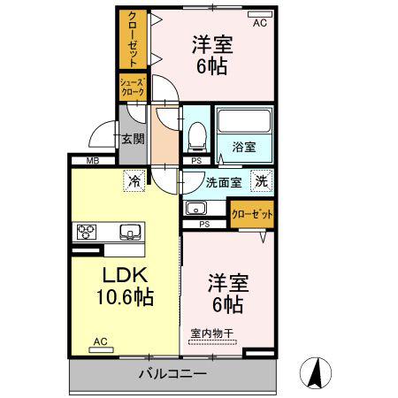 アン・シャトウII(2LDK/3階)の間取り写真