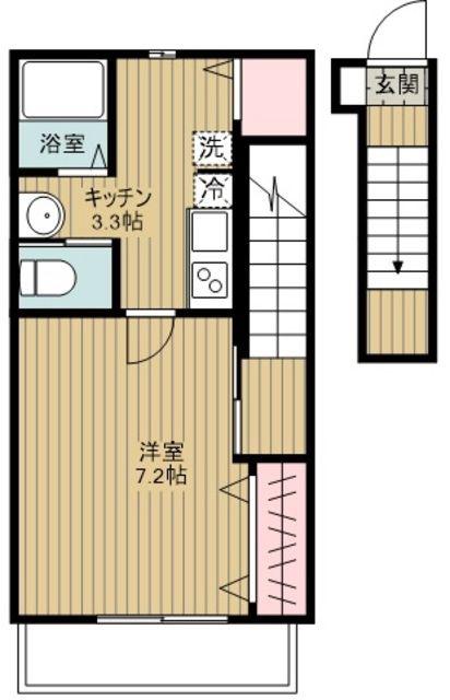 セレスト狭山市(1K/2階)の間取り写真