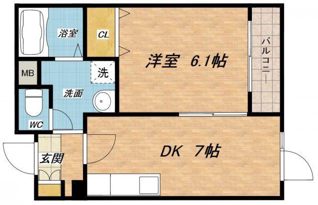 ステラートコート玉造(1DK/5階)の間取り写真