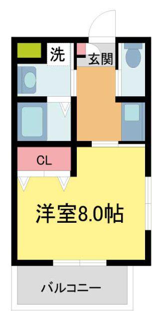 リアコート石橋II(1K/3階)の間取り写真
