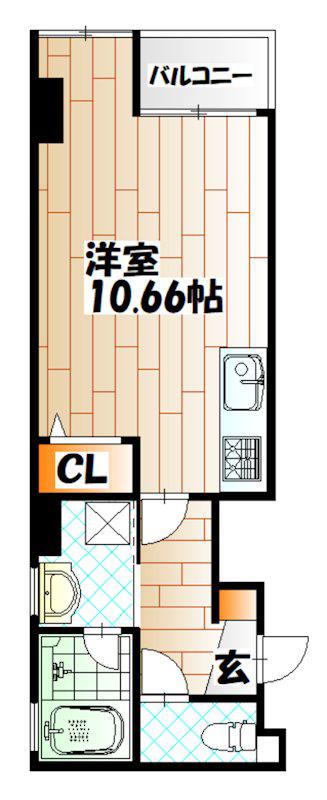 プラスビル(ワンルーム/4階)の間取り写真