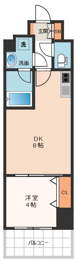 アーバネックス真田山(1LDK/14階)の間取り写真