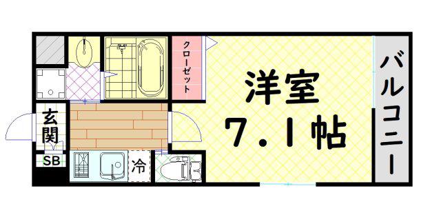 リヴィアス難波ルノン(1K/2階)の間取り写真