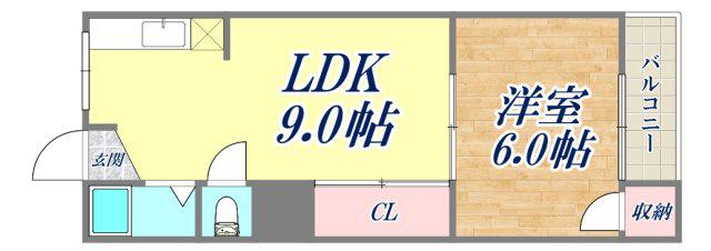 大栄マンション(1LDK/3階)の間取り写真