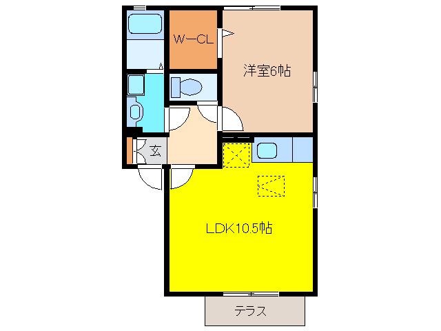 リバーオークス(1LDK/1階)の間取り写真