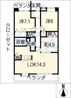 VILLA印場ノ丘21(3LDK/2階)の間取り写真