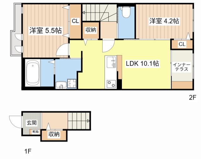ファインハイム(2LDK/2階)の間取り写真