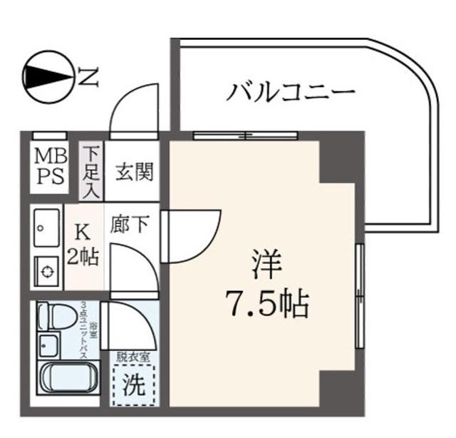 ライオンズマンション相模原第3(1K/9階)の間取り写真
