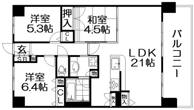 エステムコート香里園(3LDK/9階)の間取り写真