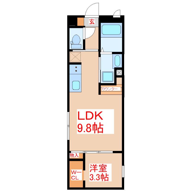 G/718(1LDK/1階)の間取り写真