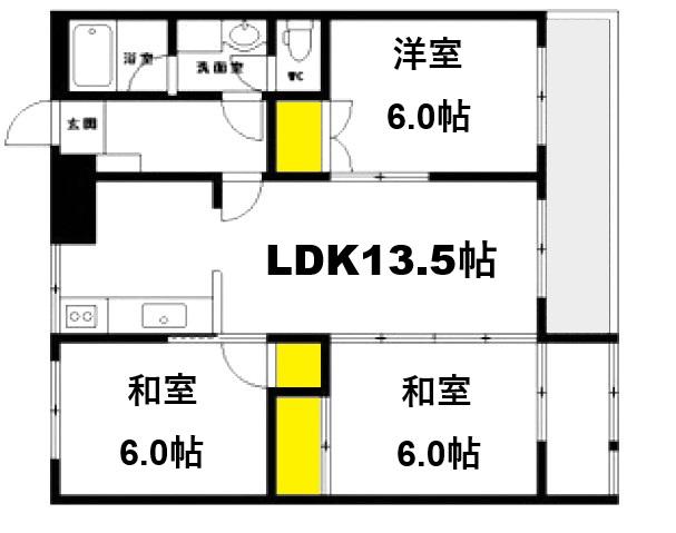 シャムロックビル(3LDK/5階)の間取り写真