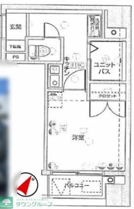 グランヴァン水天宮(1K/3階)の間取り写真