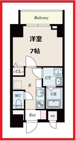 ラヴィベール(1K/9階)の間取り写真