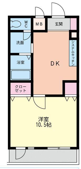 YSセブンハイム(1DK/1階)の間取り写真