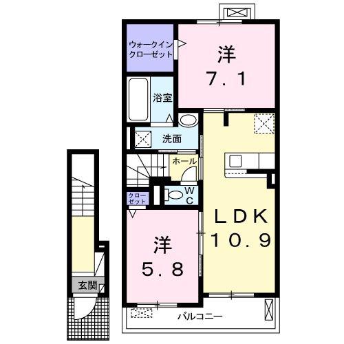 セントワール(2LDK/2階)の間取り写真