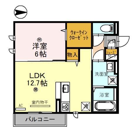 D-ROOM REPOS(1LDK/3階)の間取り写真