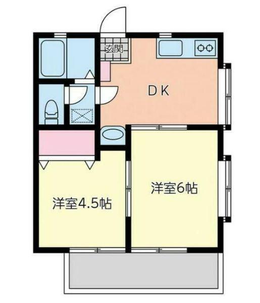 ニューピアパークII EFGHIJ(2DK/2階)の間取り写真