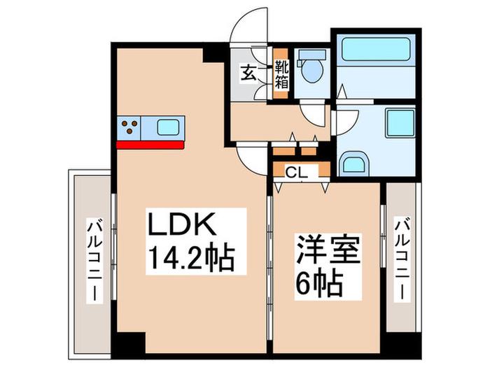 NEXUS SANGENYA(1LDK/5階)の間取り写真
