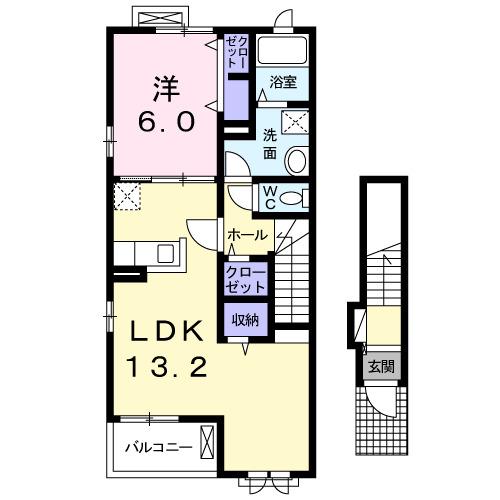 MAISONふじ(1LDK/2階)の間取り写真