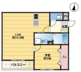 GRANDIS(1LDK/1階)の間取り写真