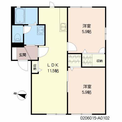アネックス宮地(2LDK/1階)の間取り写真